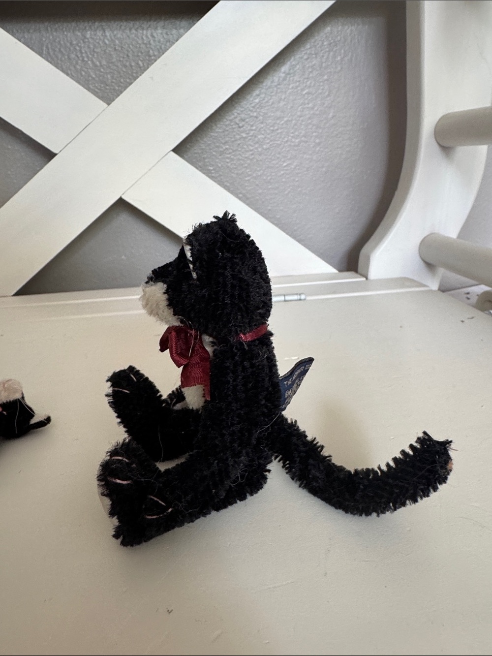 Vintage Boyds Bears Black & White Cat Pair with Pink Bows - Picture 5 of 8
